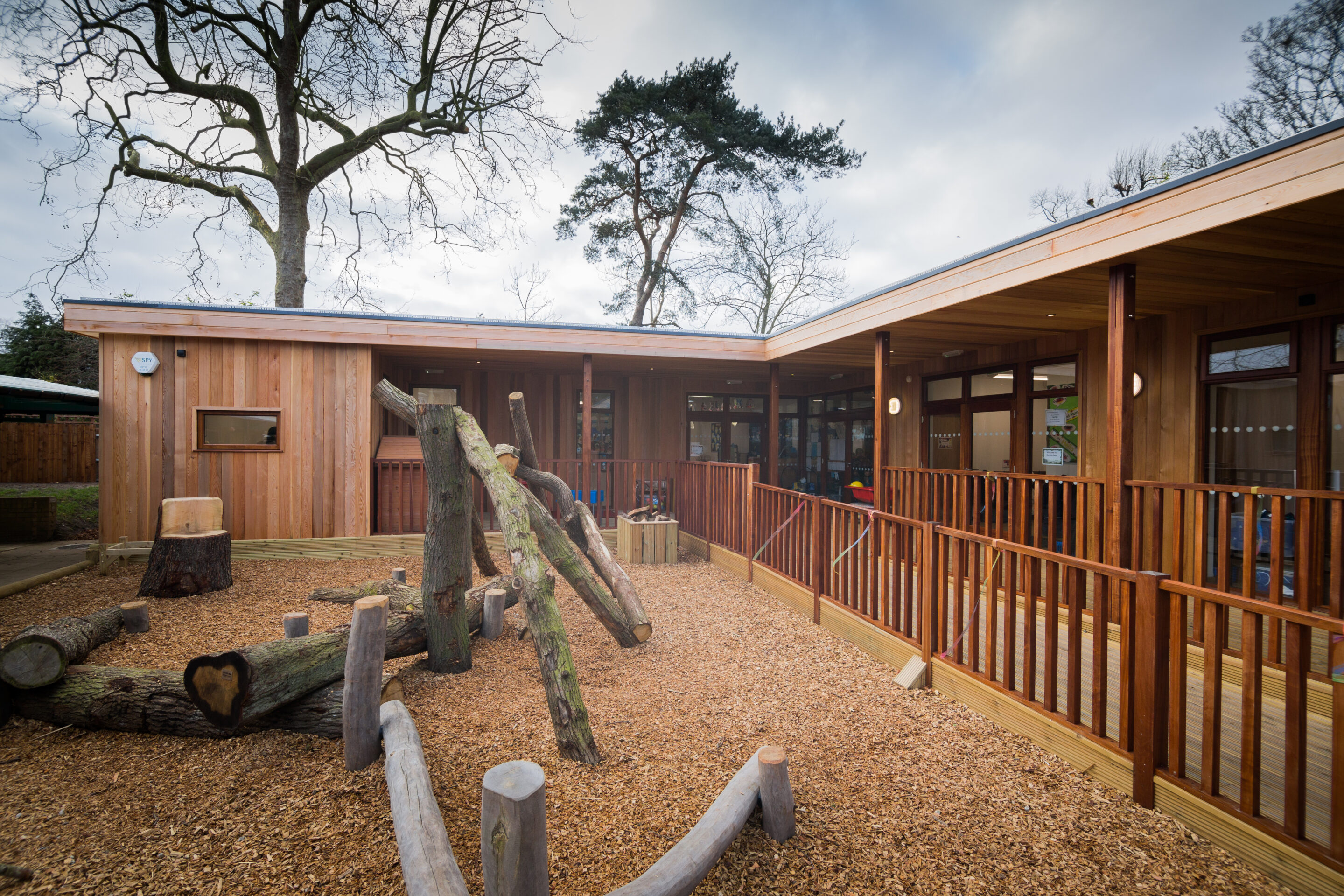 Modular timber frame eco nursery at Bickley Park Nursery by TG Escapes