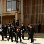 Classroom Block for 600 students at Woolwich Polytechnic Secondary School by TGEscapes with cedar cladding