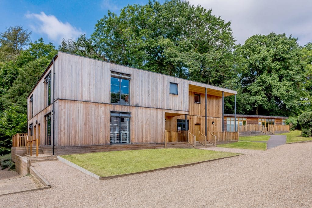 Modular timber frame 2 storey eco classrooms at Claremont Fan School by TGEscapes