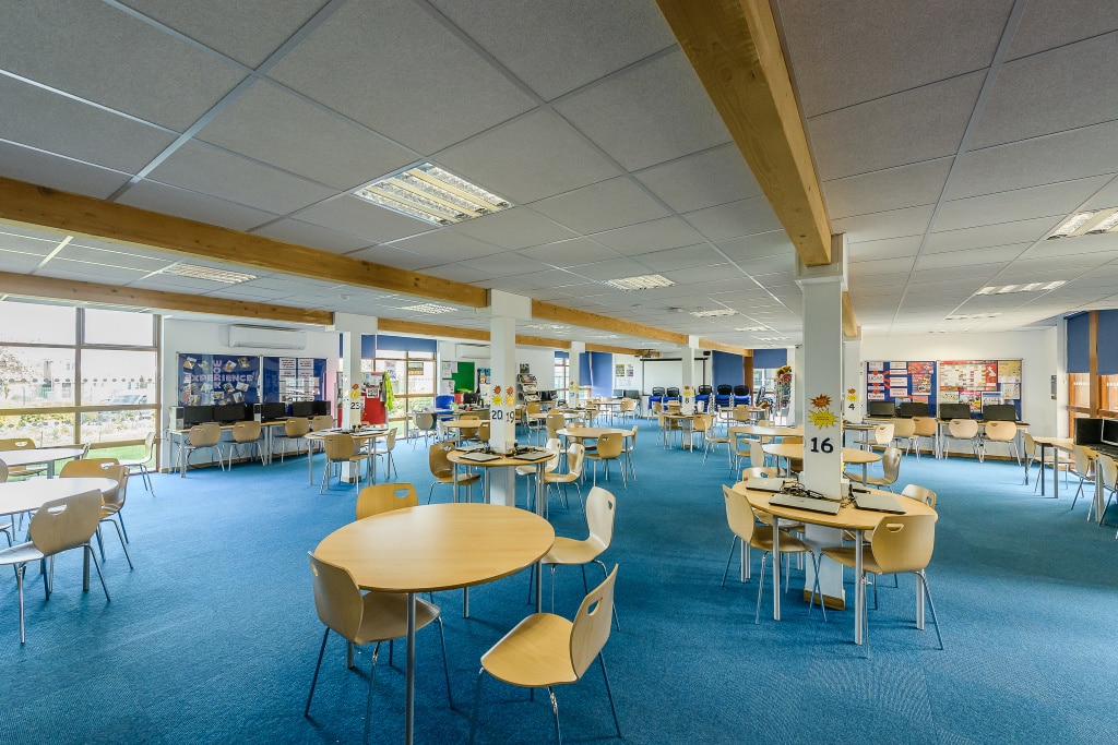 Classroom Block for 600 students at Woolwich Polytechnic Secondary School by TGEscapes with cedar cladding