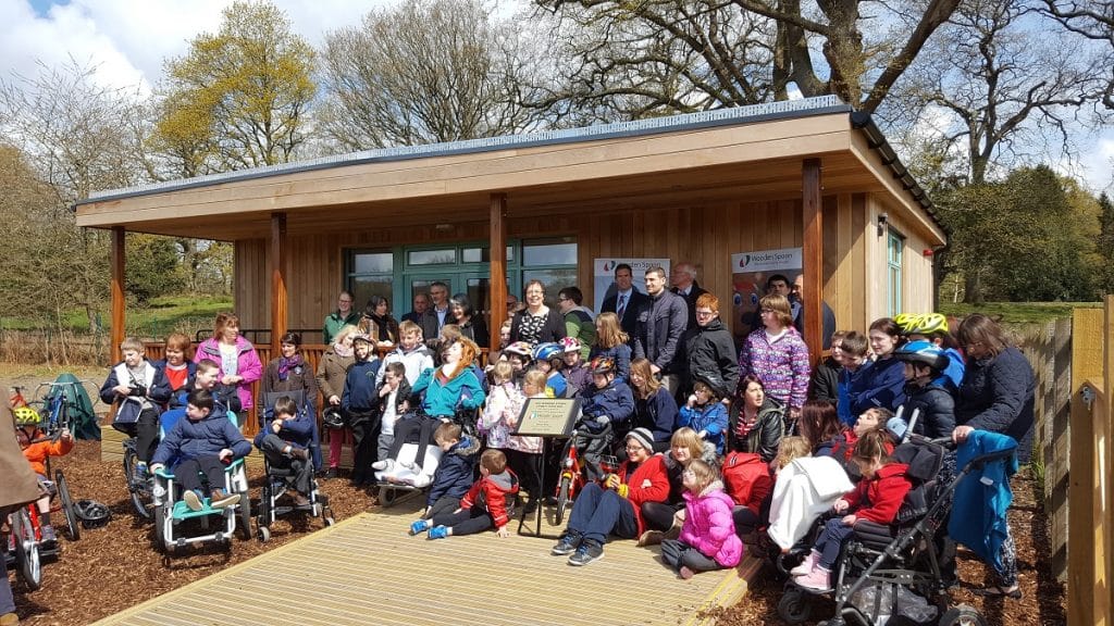 Jonny May opens the sports pavilion at Heart of the Forest Special School