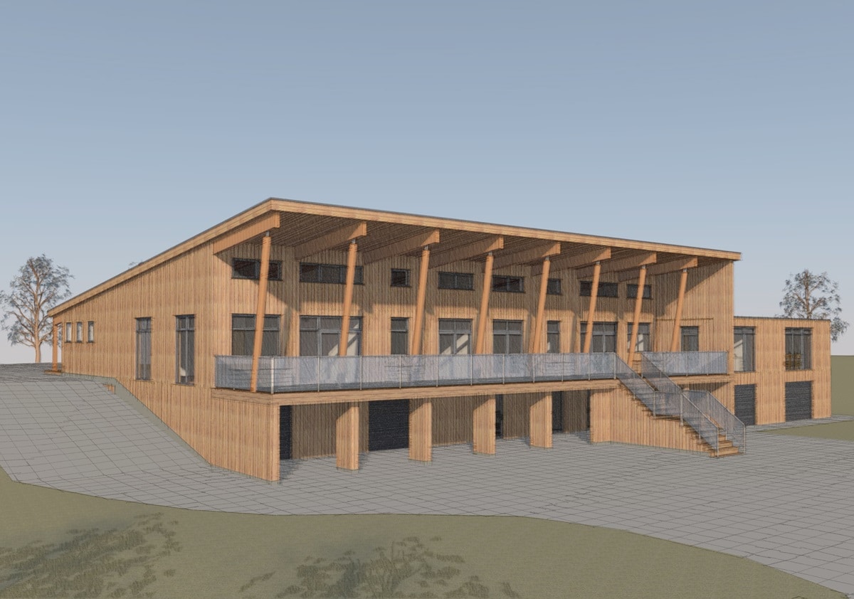 Timber frame modular office building design
