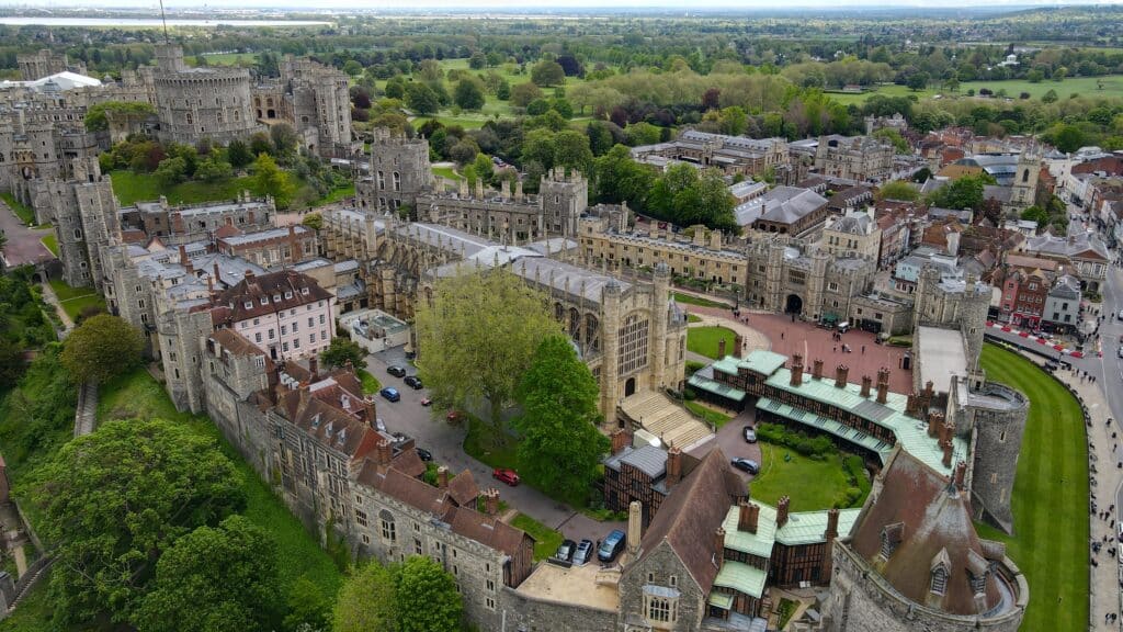Birds eye photo of Eton, an independent school in the UK