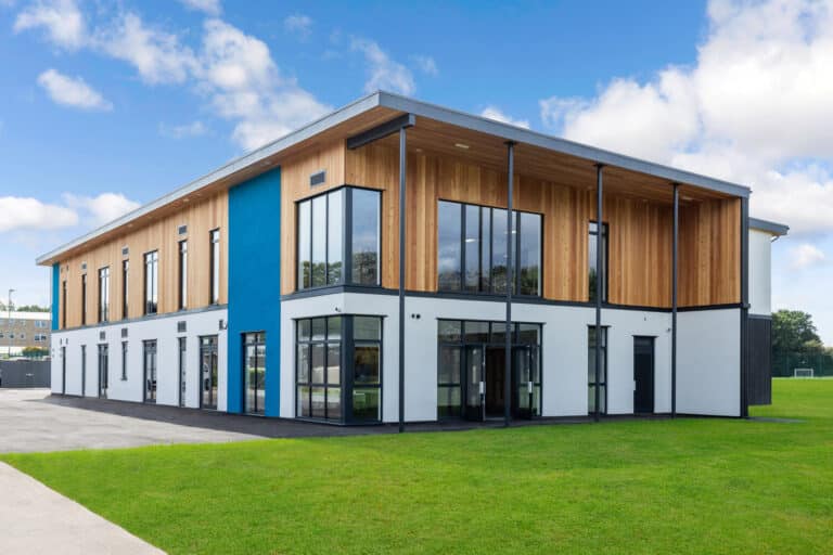 The exterior of Brune Park modular building
